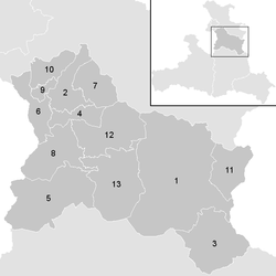 Lage der Gemeinde Bezirk Hallein   im Bezirk Hallein (anklickbare Karte)